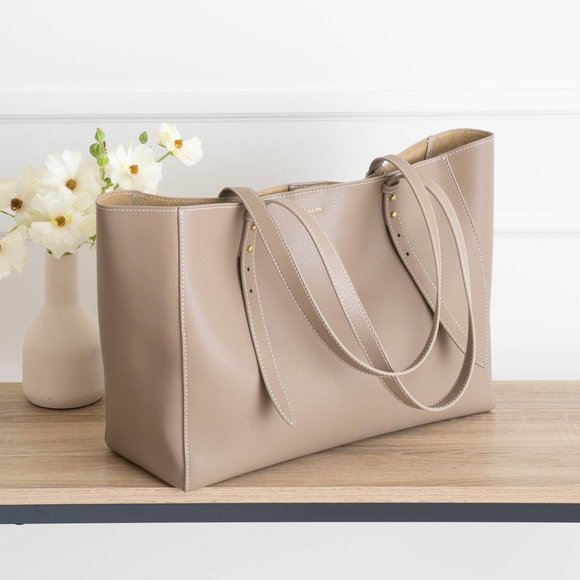 *New* Eliana Genuine Pebbled Leather Tote - Biscotti - Picture 9 of 11